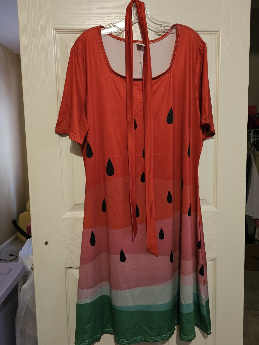 Watermelon Print A-Line Dress in Red Pink Green Sz XXL - Picture 3 of 4